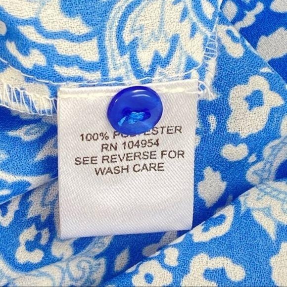 4/$25 Antilia Femme Top Blouse Tunic Blue Paisley 3/4 Roll Tab Sleeve Women Sz S - Picture 6 of 12